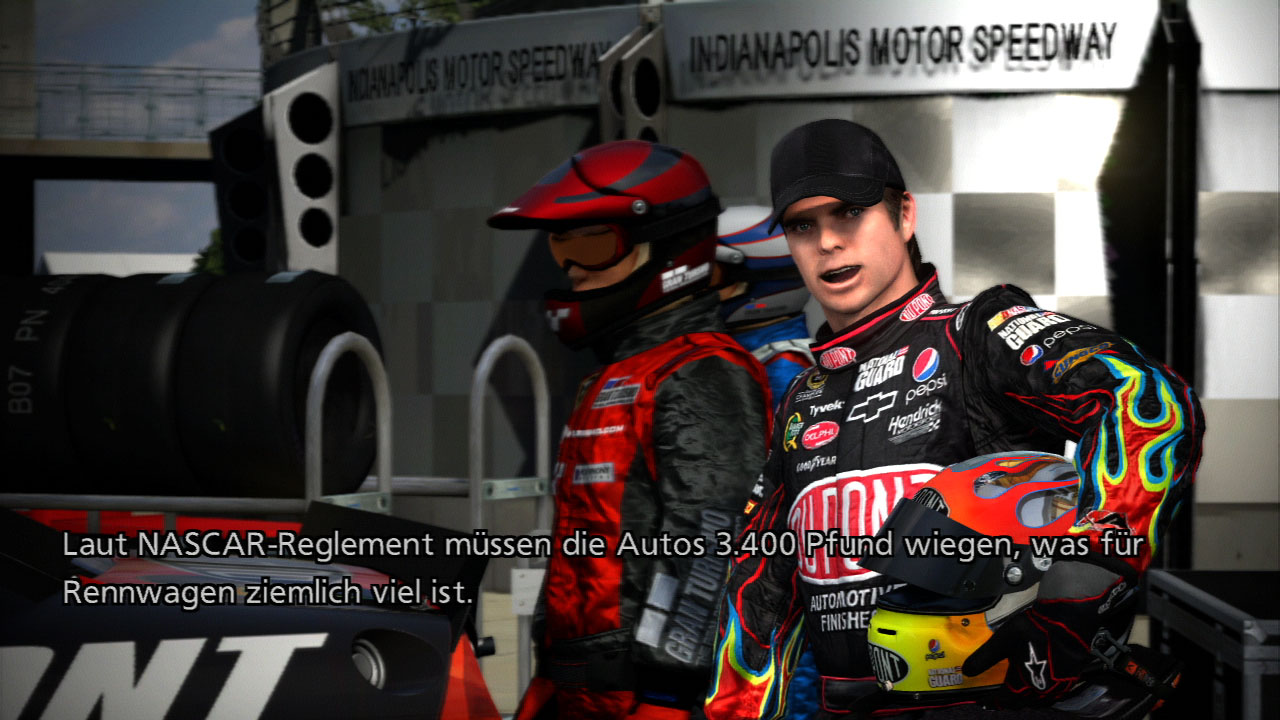 Nascarfahrer Jeff Gordon erklärt dem Spieler das Besondere von Nascar.