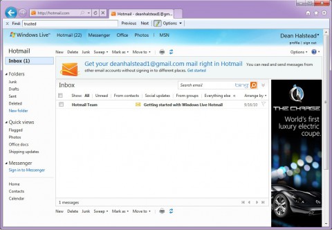 Hotmail kann nun auch E-Mail-Postfächer anderer Anbieter abrufen - etwa von Google Mail. (Screenshot: Microsoft)