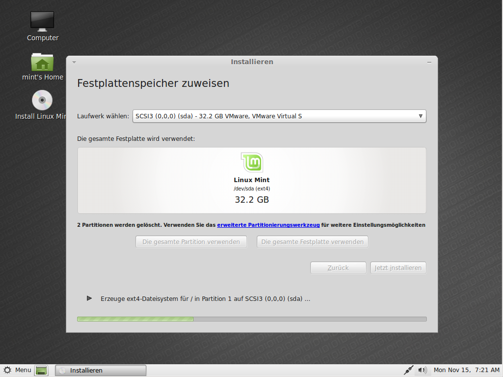 Der Installer wurde von Ubuntu übernommen und...