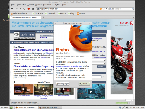 Der Firefox-Browser liegt in der Version 3.6.10 bei, ...