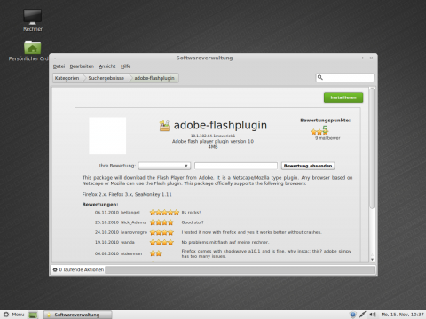 Die Mint-Entwickler haben die aktuelle Version des Flash-Players integriert.