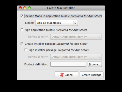 Mono Packager für Mac OS X