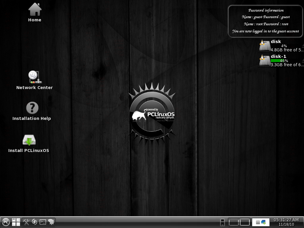Der Desktop mit dem eigens für PCLinuxOS entwickelten Theme