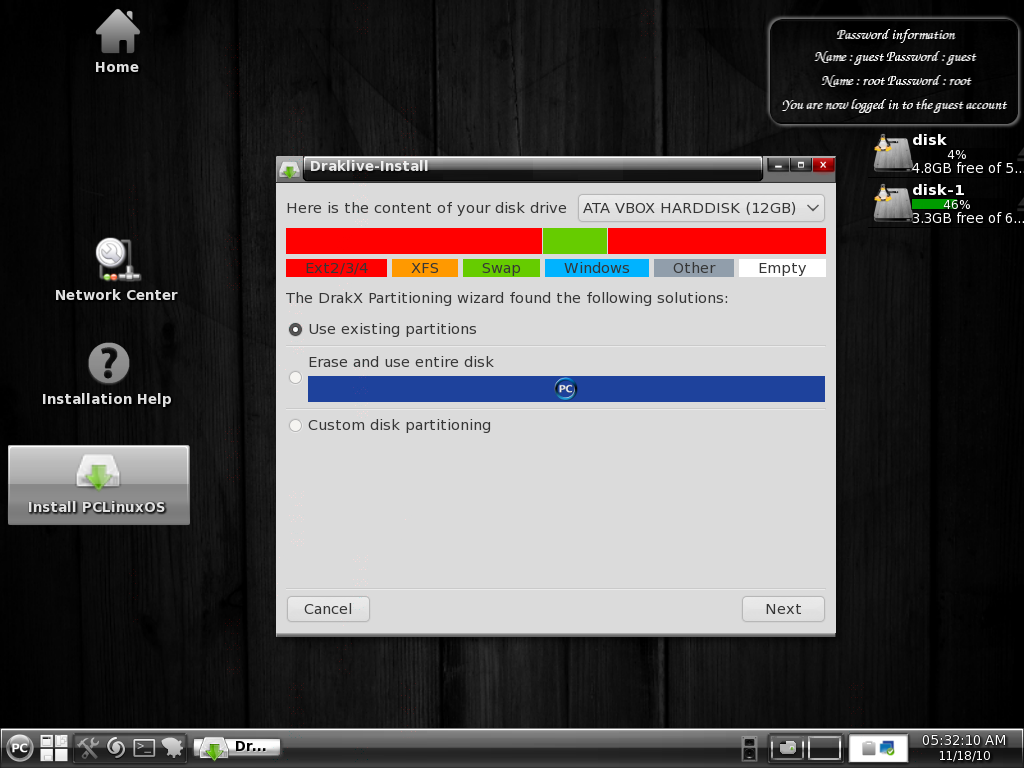 ...und bringt einen übersichtlichen Partitionsmanager mit.