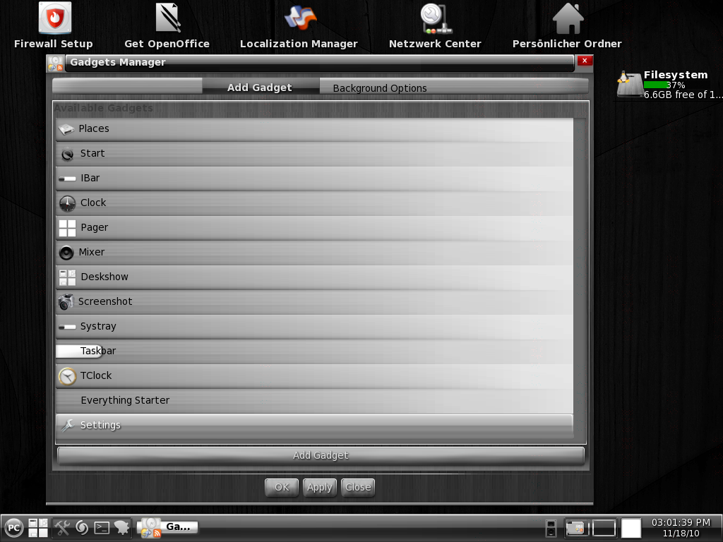 Enlightenment bringt etliche Applets mit.