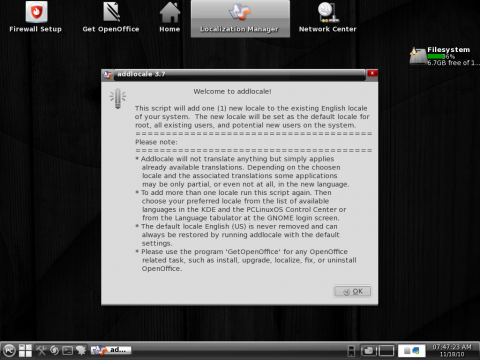 Sprachdateien f&uuml;r die installierten KDE-SC-Anwendungen k&ouml;nnen ebenfalls heruntergeladen werden, der Desktop bleibt aber in englischer Sprache. 
