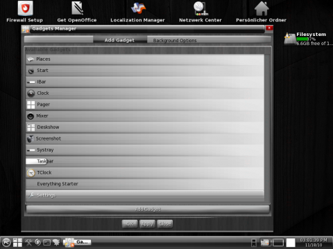Enlightenment bringt etliche Applets mit.