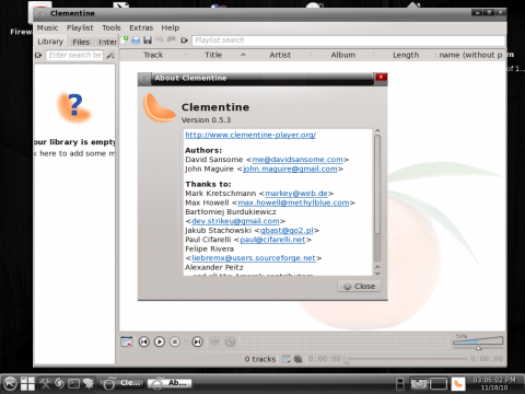 Als Mediaplayer liegt der Amarok-Fork Clementine bei. 