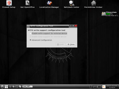 Per Konfigurationsdatei k&ouml;nnen auch NTFS-Partitionen eingebunden und verwaltet werden.