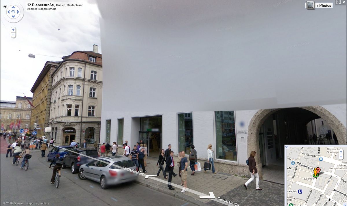 Googles Münchener Büro ist unkenntlich.