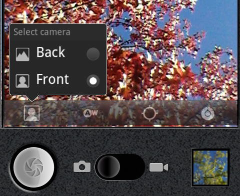 Android 2.3 unterstützt mehrere Kameras.