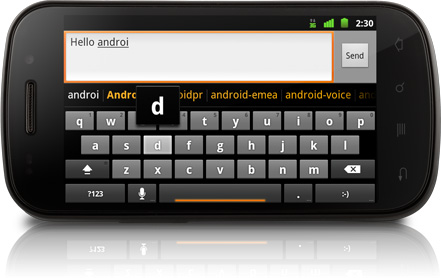 Android 2.3 mit verbesserter virtueller Tastatur