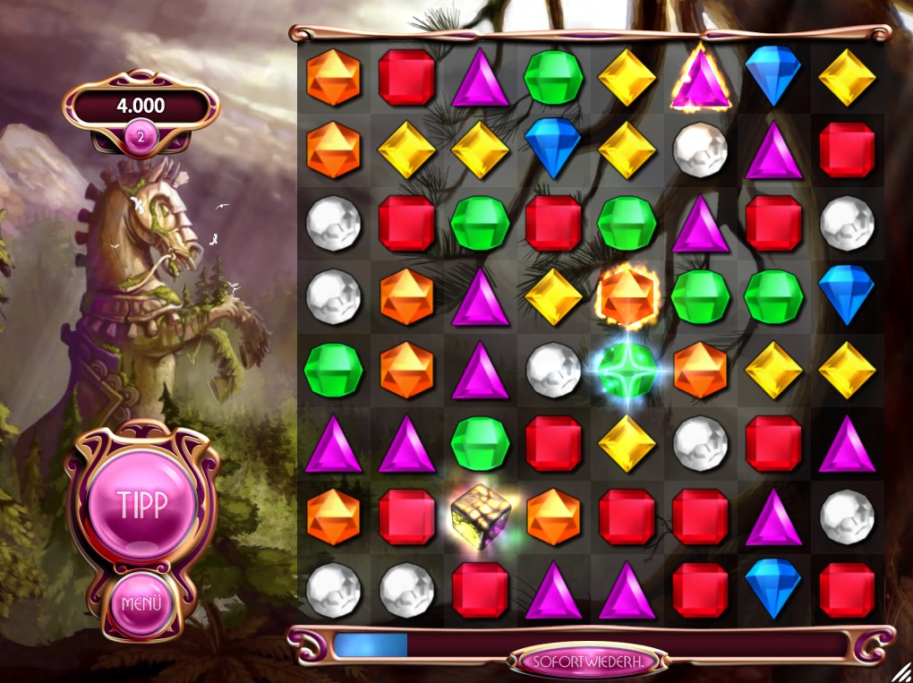 Das Objekt der Begierde eines jeden Bejeweled-Spielers: der Hypercube (2. Zeile von unten)