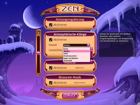 Die Optionen im Zen-Modus