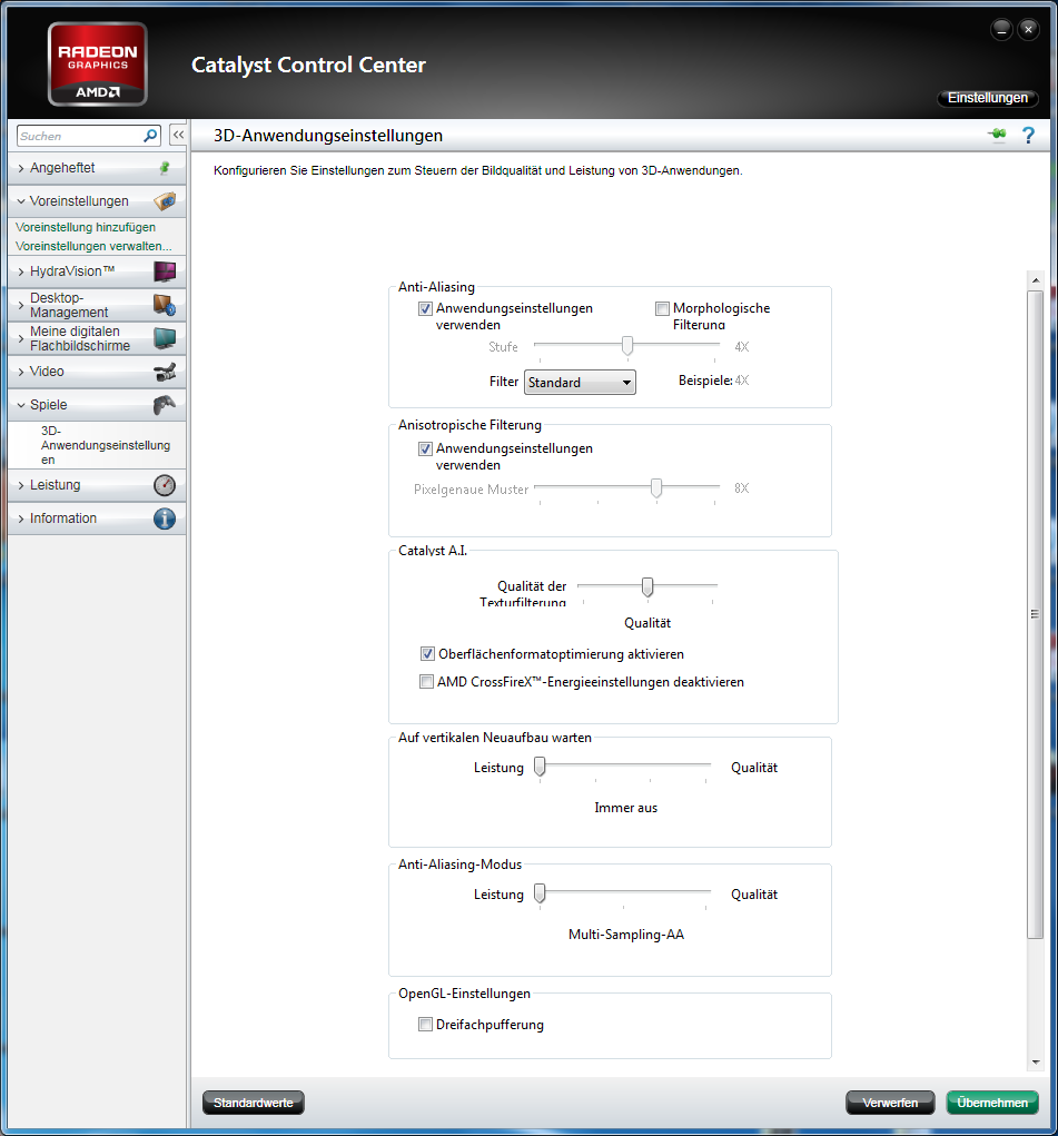 Die Filterfunktionen für Spiele passen auf eine Seite.