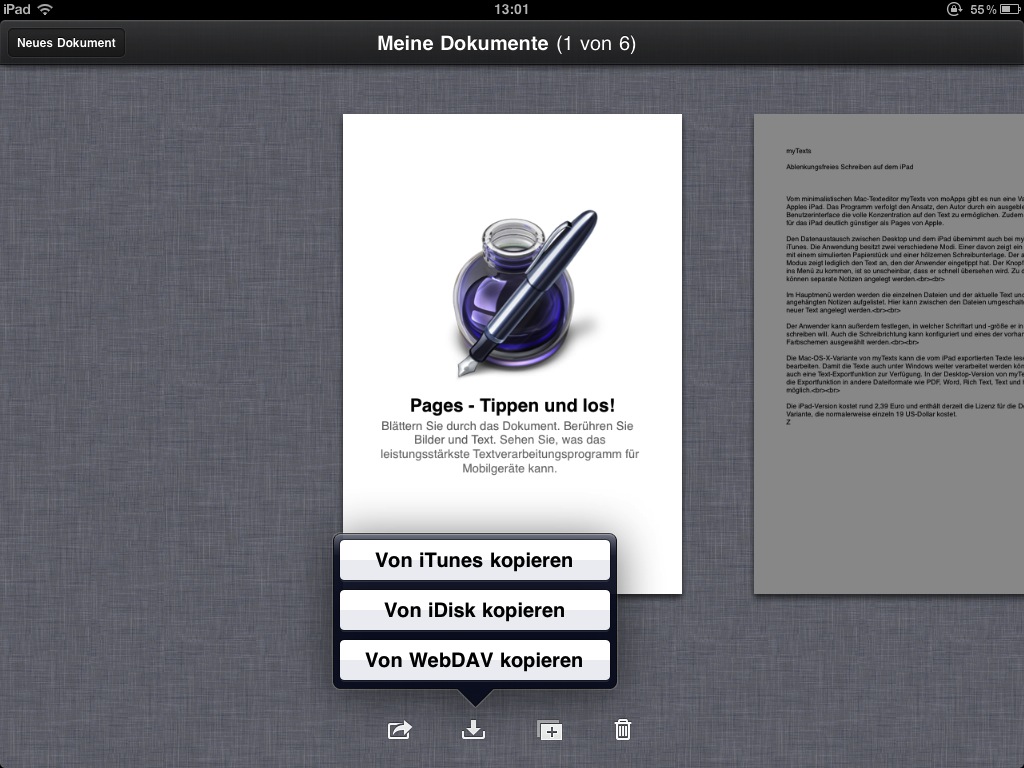 iWork Pages "von WebDAV kopieren"
