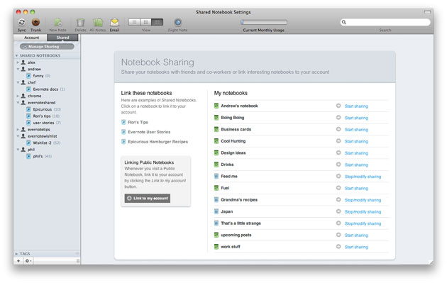 bamboo with evernote for mac os x