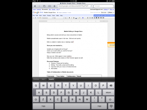 Google Docs auf dem iPad (Textverarbeitung)