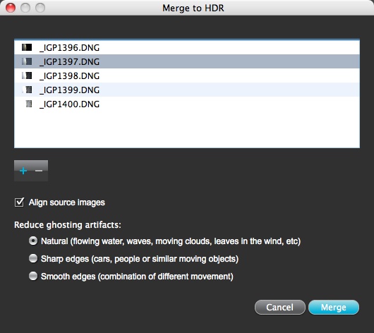 HDR Express - Einlesen der Bilder