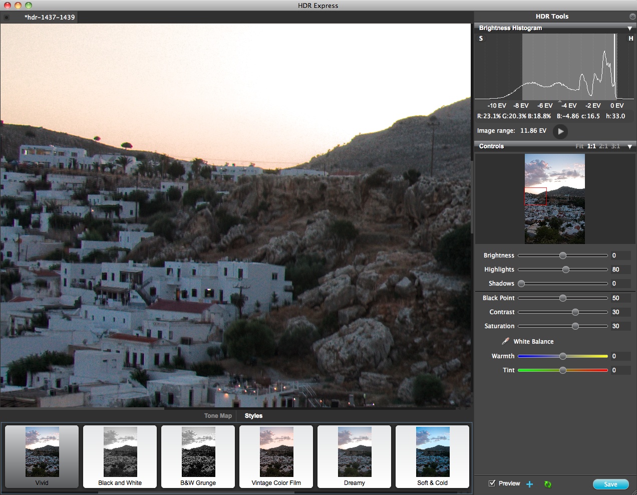 HDR Express - hier fehlt die  Schärfungsfunktion 
