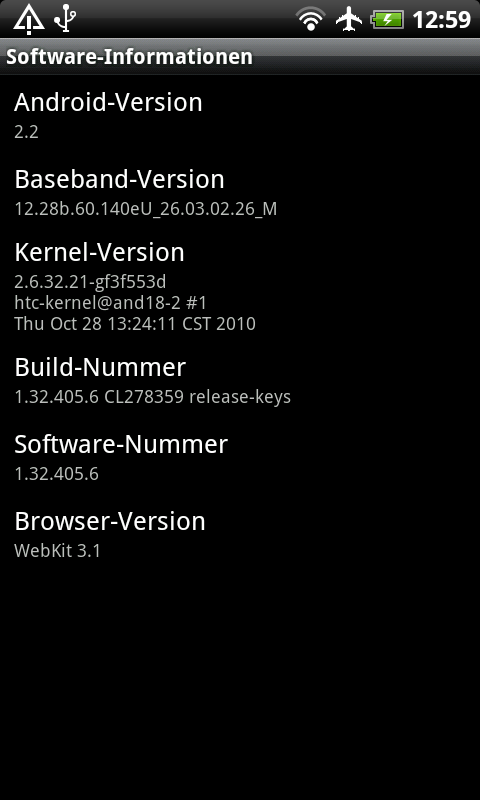 Desire HD - vor der Installation der neuen Firmware