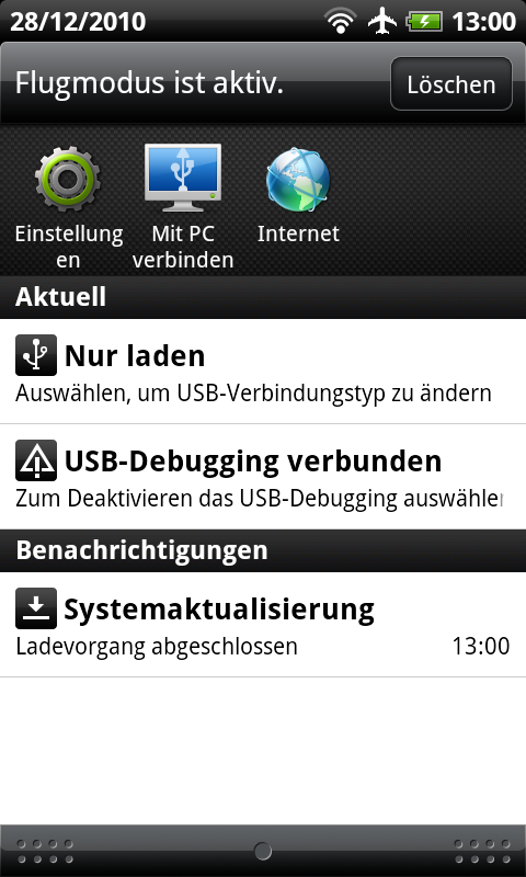 Desire HD - Ladevorgang abgeschlossen