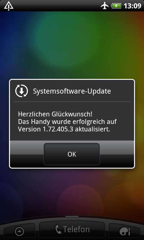 Desire HD - nach einem Neustart ist die neue Firmware installiert.