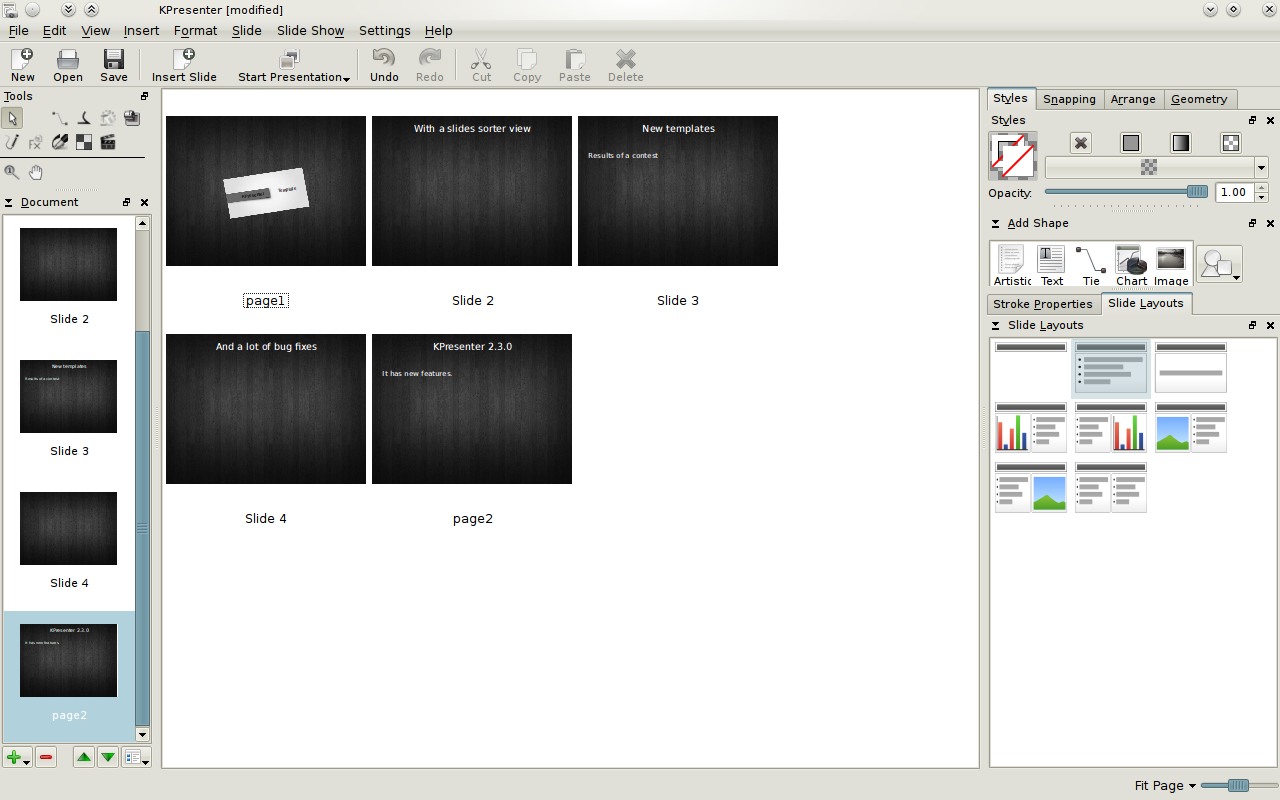 Folien sortieren in KPresenter