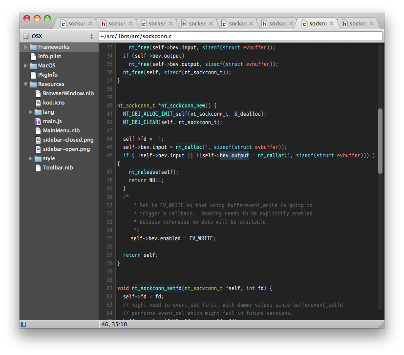 Kod - Code-Editor für Mac OS X