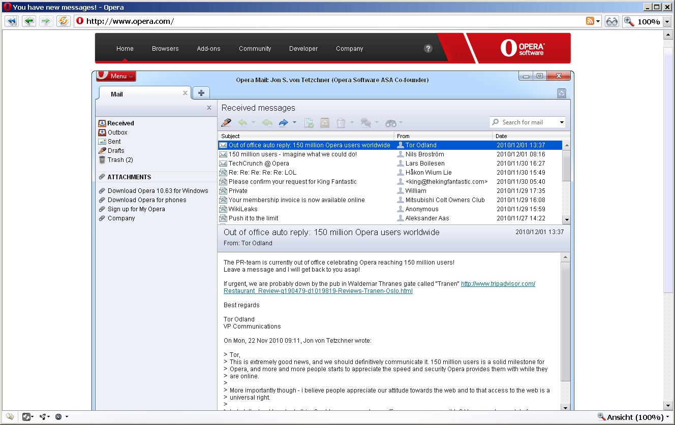 E-Mails des Opera-Gründers auf Opera.com