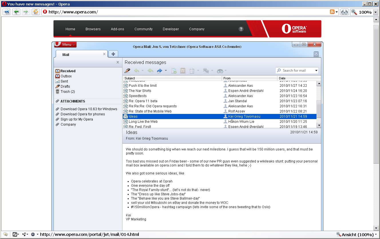 E-Mails des Opera-Gründers auf Opera.com
