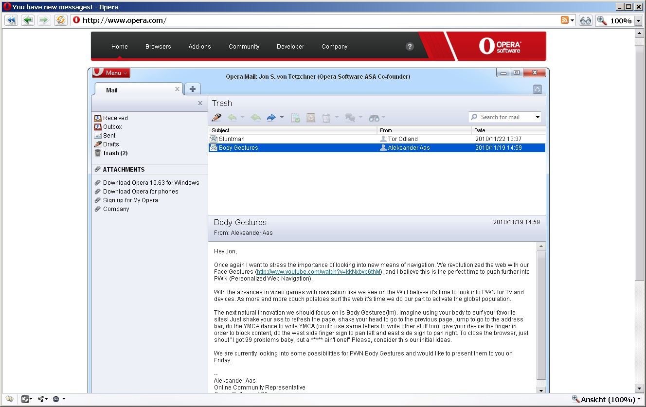 E-Mails des Opera-Gründers auf Opera.com
