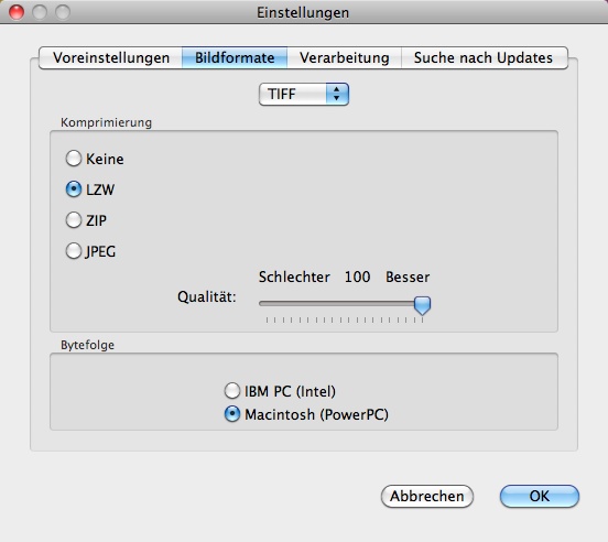Photozoom Pro 4 - Voreinstellungen für diverse Export-Bildformate