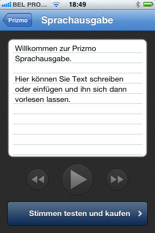Prizmo für iOS - Sprachausgabe