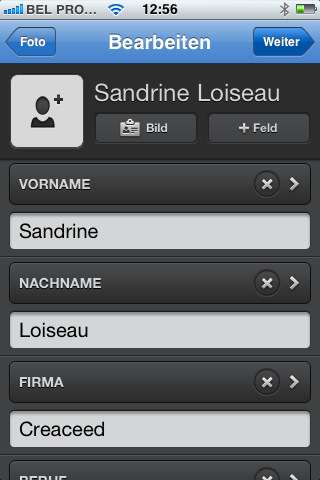 Prizmo für iOS - Einlesen in Kontaktdatenbank