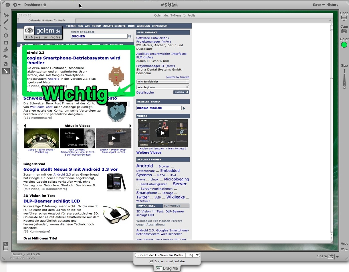 Skitch - Markierungsfunktionen