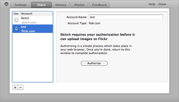 Skitch - Upload zu Bilderdiensten