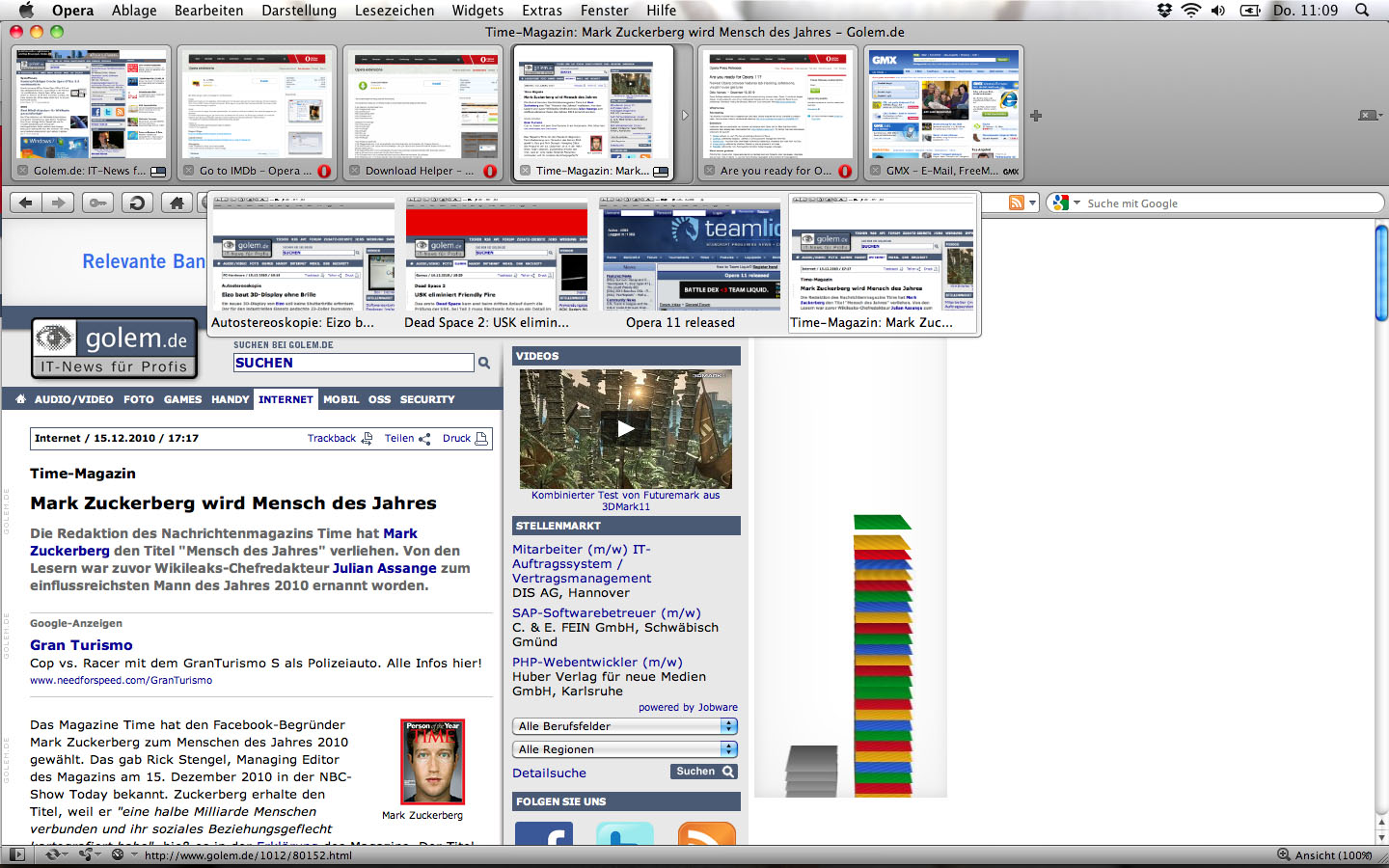 Opera 11 - Tab-Stapel-Funktion mit Tab-Vorschau