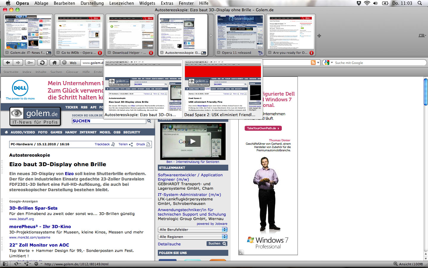 Opera 11 - Tab-Stapel-Funktion mit Tab-Vorschau