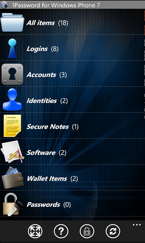 1Password für Windows Phone 7 - Gruppierungsmöglichkeiten