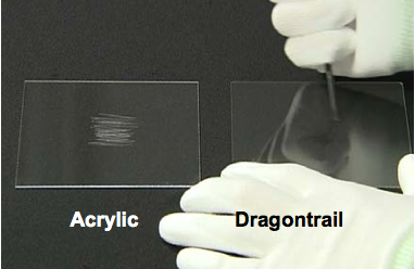 AGC Dragontrail - Kratztest im Vergleich mit Acrylglas