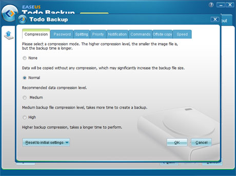 Easeus Todo Backup 2.0 - Backup-Optionen
