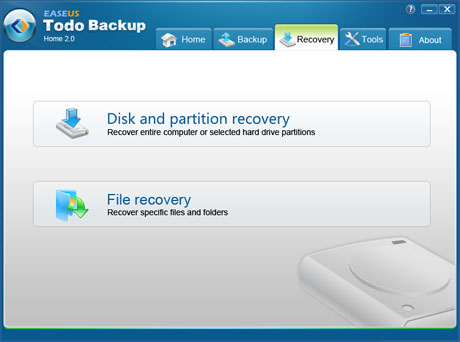 Easeus Todo Backup 2.0 - Wiederherstellungsoptionen