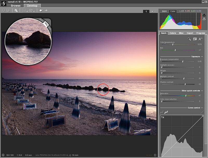 Nama5 RAW Processor - Bildschirmlupe