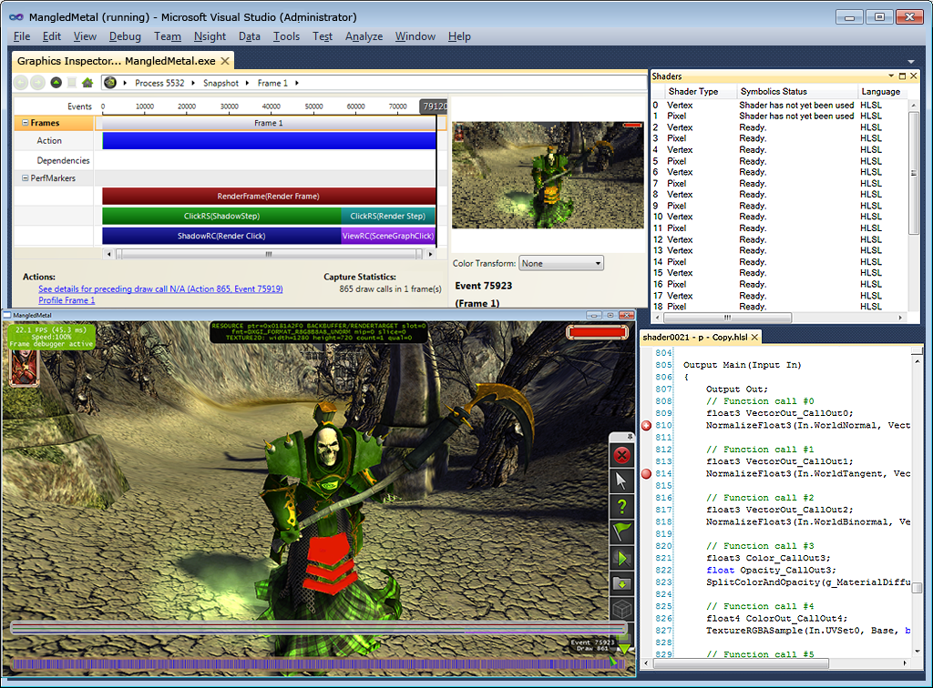 Der Grafikdebugger in Aktion