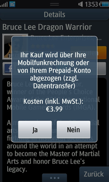Samsung App Shop - Abfrage bei Bezahlung per Mobilfunkrechnung