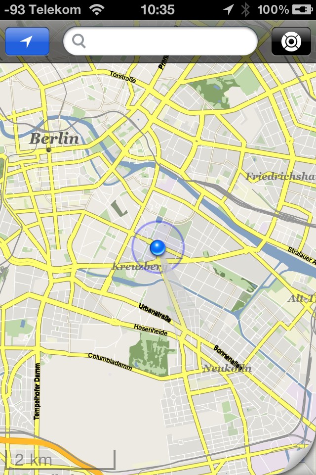 Die Karte von Offmaps. Ein Antippen auf das Symbol oben rechts...