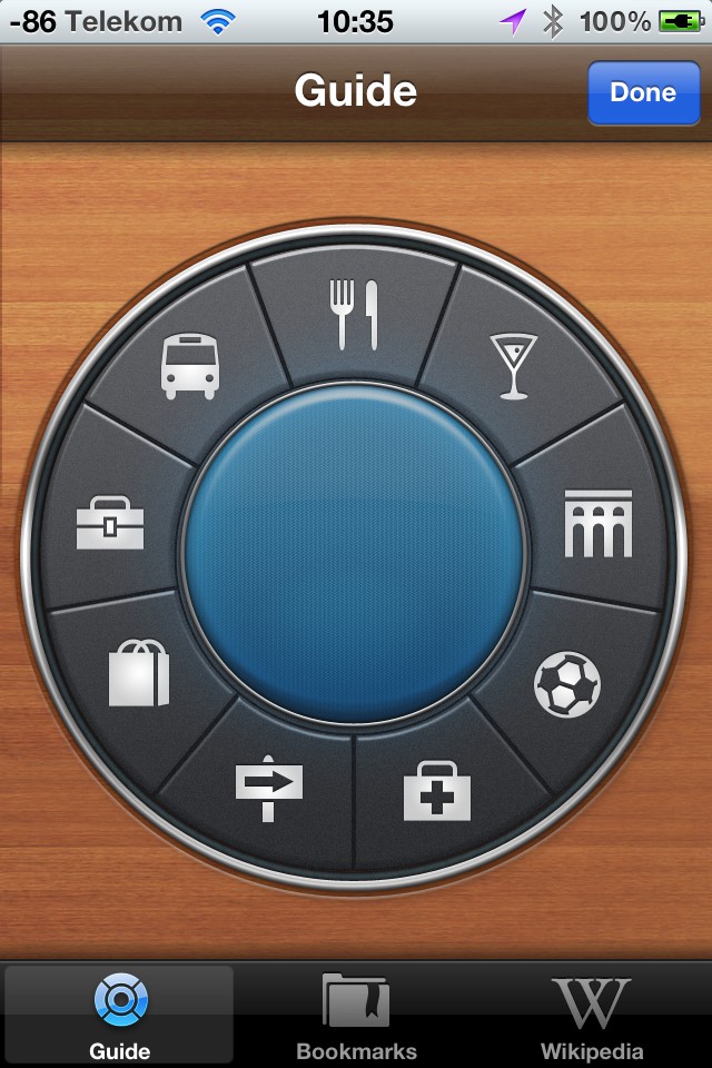 ... zeigt Kategorien von wichtigen Orten in der Umgebung.