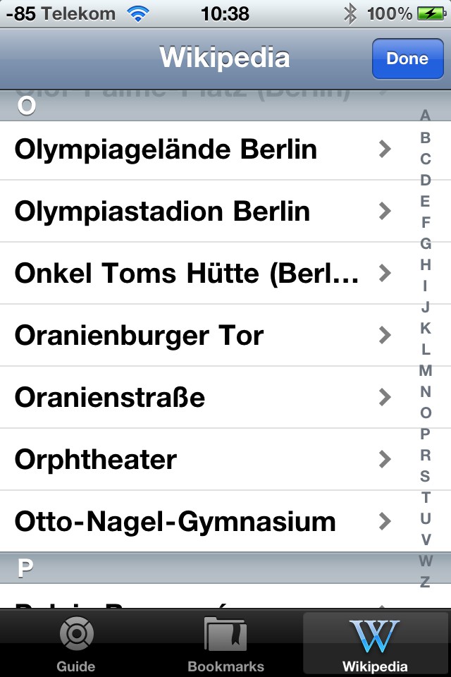Wikipedia-Einträge zu der Karte