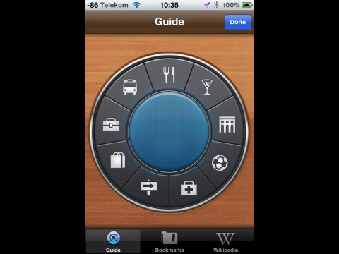 ... zeigt Kategorien von wichtigen Orten in der Umgebung.